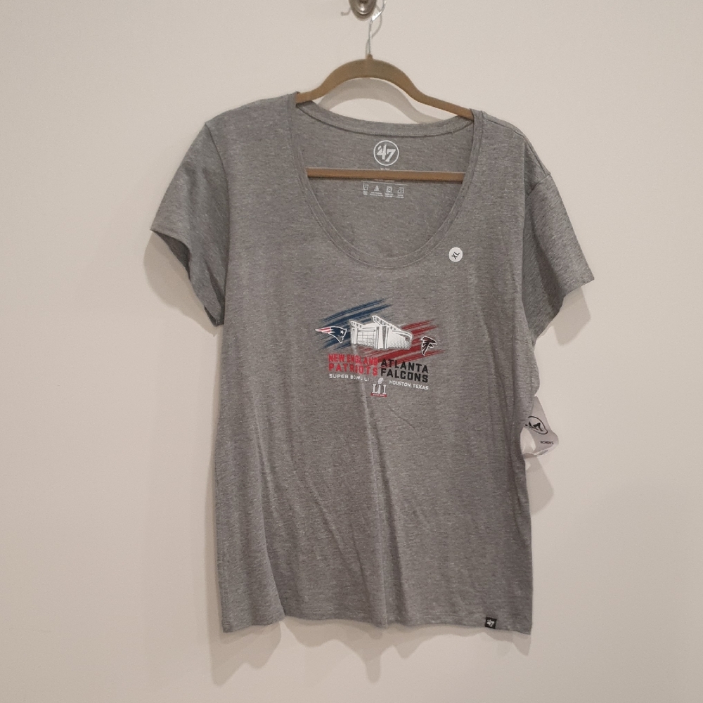 NWT Gray Patriots Atlanta Falcons Super Bowl Graphic T-Shirt Size XL